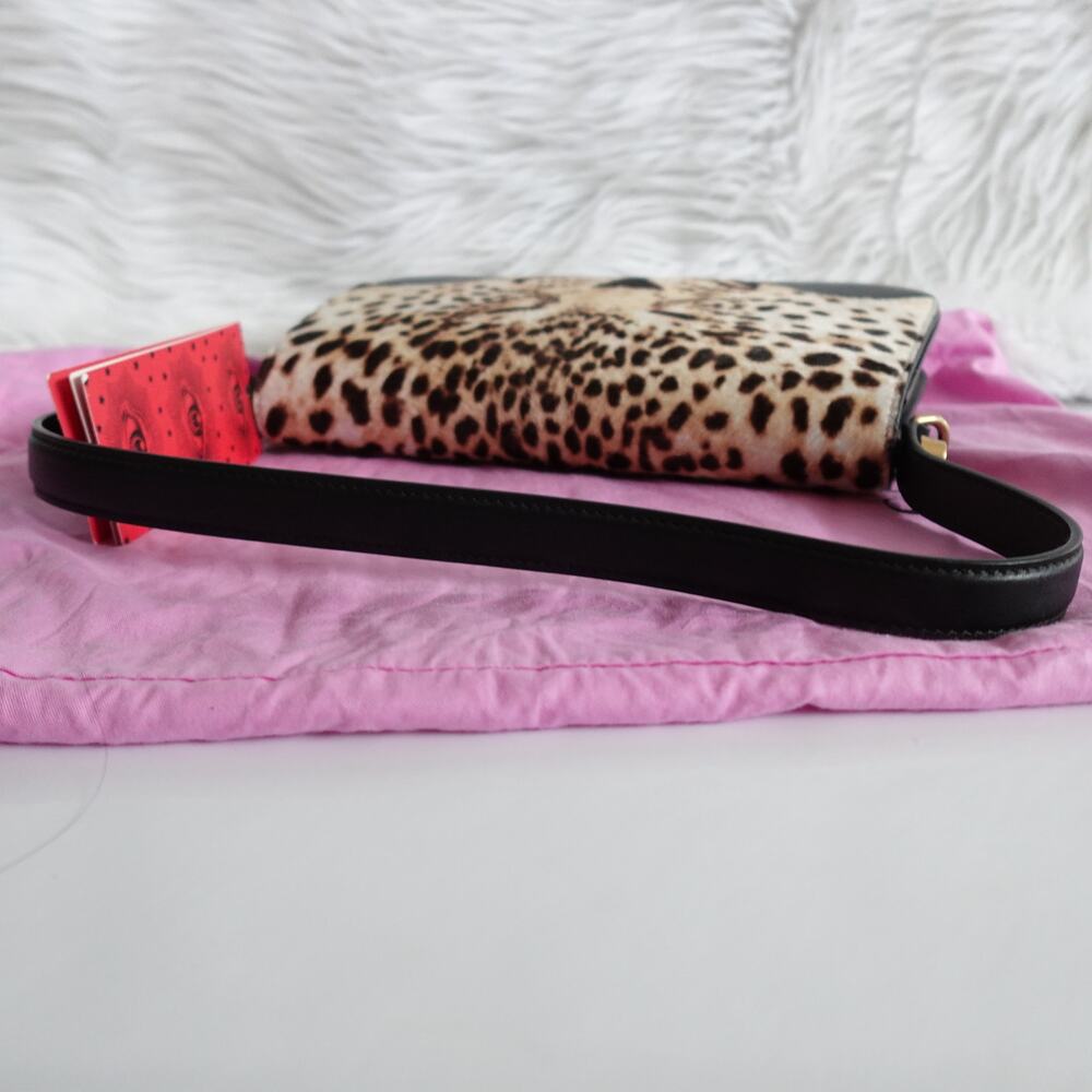 Gucci Leopard Face Cheetah Calf Hair Black Leather Shoulder Bag - Picture 6 of 15